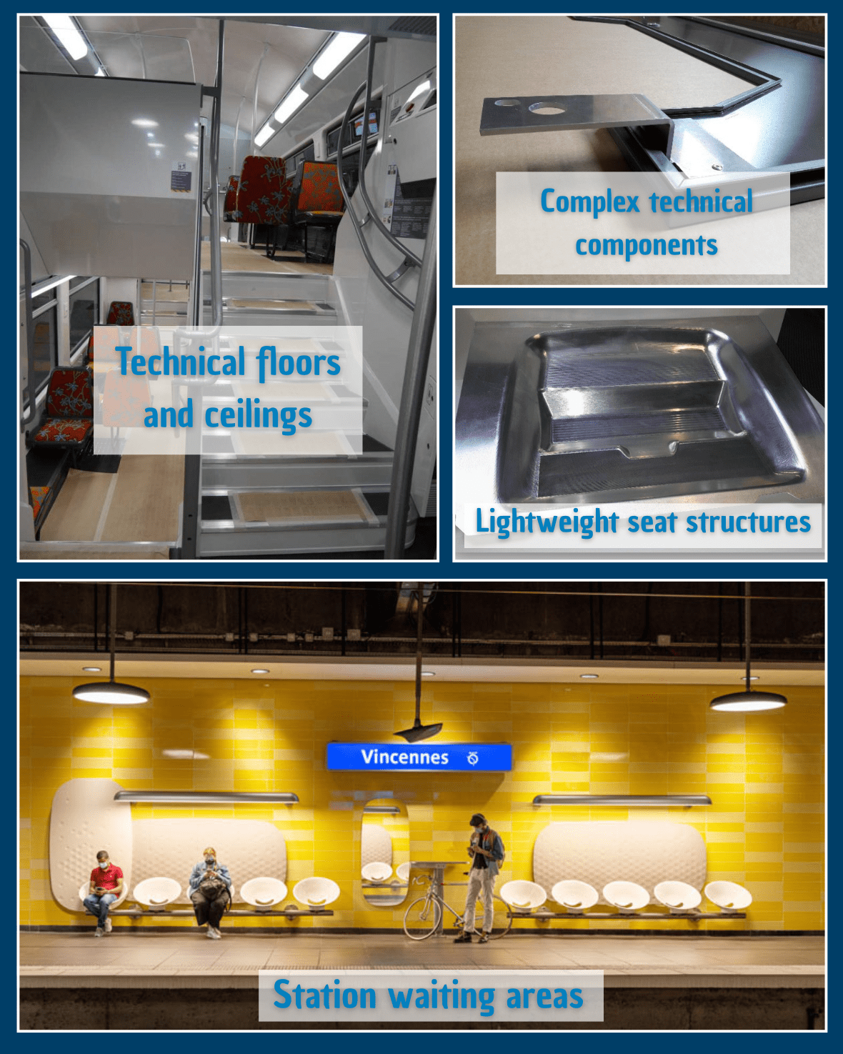 Applications ferroviaire sandwich nid d'abeille aluminium